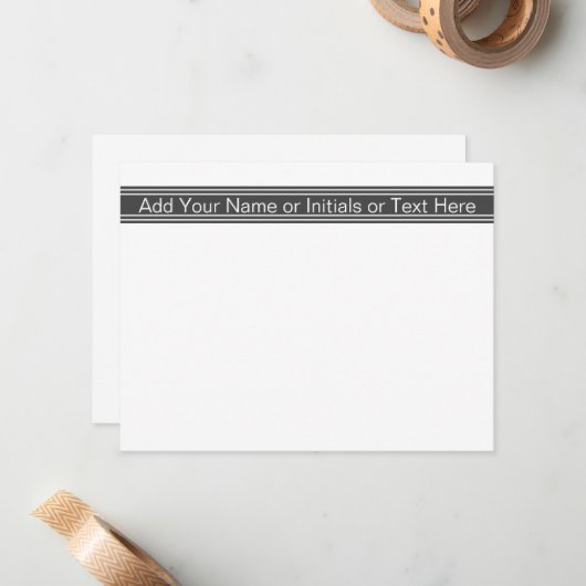濃いグレーの名パーソナライズされた前のモノグラムのイニシャル ノートカード (正面/裏面インサイチュ)