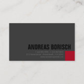 濃いグレーの赤の正方形のカスタムプロファイルカード 名刺 (裏面)