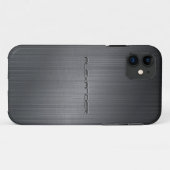 濃いグレーブラシ仕上げアルミニウムメタルルックモノグラム Case-Mate iPhoneケース (裏面(横))