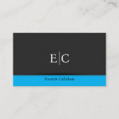 濃いグレーミニマルのノイズブルーのアクセント・モノグラム 名刺 (正面)