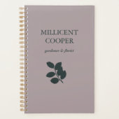 濃いグレー葉のシルエット プランナー手帳 (正面)