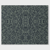 濃いグレー、緑、黒の影の迷彩画 ラッピングペーパー (フラット)