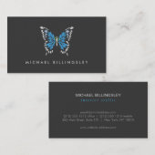 濃いグ絵を描レーに青い蝶のロゴ 名刺 (正面/裏面)