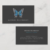 濃いグ絵を描レーに青い蝶のロゴ 名刺 (正面/裏面)