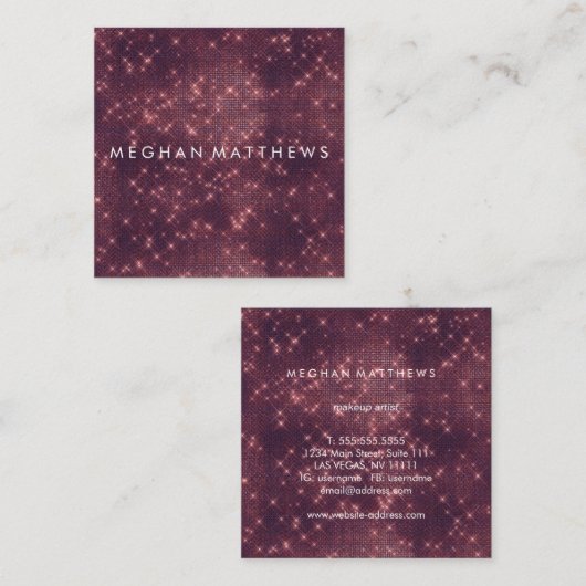 濃いゴシックスパークル美しいスタイリスト スクエア名刺 (正面/裏面)