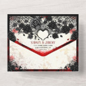 濃いゴシックハロウィーンハート – メニュー – と一緒 オールインワン招待状 (裏面)