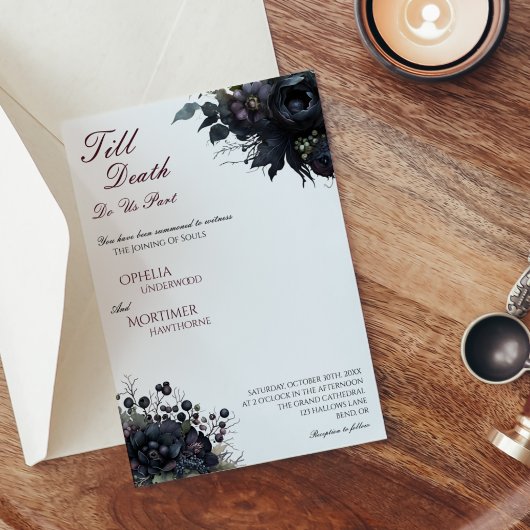 濃いゴシックフローラ白の死結婚まで 招待状