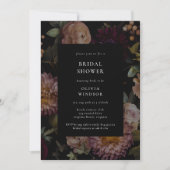 濃いゴシック様式のブラックフローラブライダルシャワー 招待状 (正面)