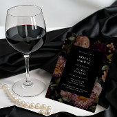 濃いゴシック様式のブラックフローラブライダルシャワー 招待状