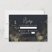 濃いゴシック様式のムーディ結婚フローラ 出欠カード (正面)