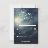 濃いゴシック様式の満月の夜の空結婚の夕食 出欠カード (正面)