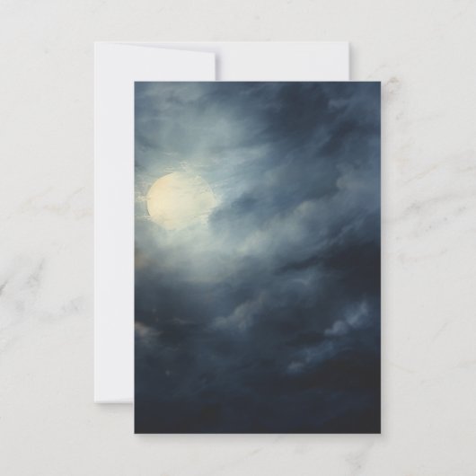 濃いゴシック様式の満月の夜の空結婚の夕食 出欠カード (裏面)