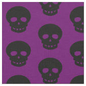 濃いゴシック紫ブラックスカル水玉模様パターン ファブリック (クローズアップ)