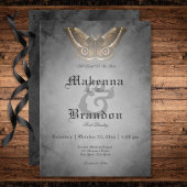 濃いゴシック色ブラックウォーター色ブラウンガ結婚ス 招待状