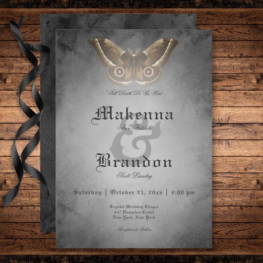 濃いゴシック色ブラックウォーター色ブラウンガ結婚ス 招待状