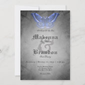 濃いゴシック色ブラックウォーター色ブルーモス結婚ズ 招待状 (正面)