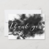 濃いゴシック黒水カ結婚ラーサンキューカード 出欠カード (正面)