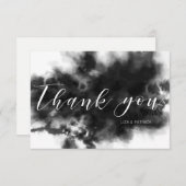 濃いゴシック黒水カ結婚ラーサンキューカード 出欠カード (正面/裏面)