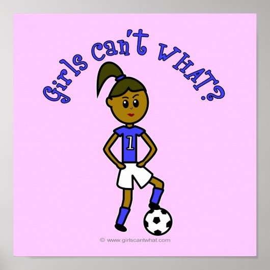 濃いサッカーの女の子（青） ポスター (正面)
