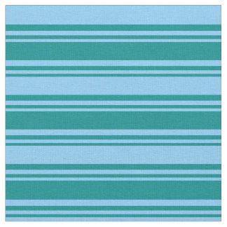 濃いシアンと明るい空の青いパターンのストライプ ファブリック