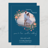 濃いシアンのフォトフレームフローラ セーブザデート (正面/裏面)