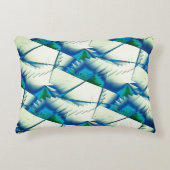 濃いシアンの上で緑のジグザグまたはソーを青に王室の変更 アクセントクッション (正面)