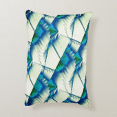 濃いシアンの上で緑のジグザグまたはソーを青に王室の変更 アクセントクッション (裏面(縦))