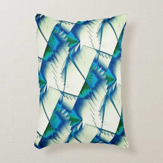 濃いシアンの上で緑のジグザグまたはソーを青に王室の変更 アクセントクッション (正面(垂直))