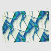 濃いシアンの上で緑のジグザグまたはソーを青に王室の変更 ゴルフタオル (横)