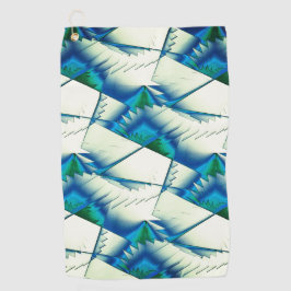 濃いシアンの上で緑のジグザグまたはソーを青に王室の変更 ゴルフタオル