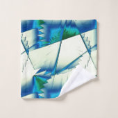 濃いシアンの上で緑のジグザグまたはソーを青に王室の変更 バスタオルセット (ウォッシュタオル)