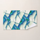 濃いシアンの上で緑のジグザグまたはソーを青に王室の変更 バスタオルセット (ハンドタオル)