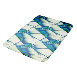 濃いシアンの上で緑のジグザグまたはソーを青に王室の変更 バスマット