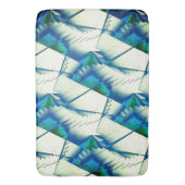 濃いシアンの上で緑のジグザグまたはソーを青に王室の変更 バスマット (正面縦)