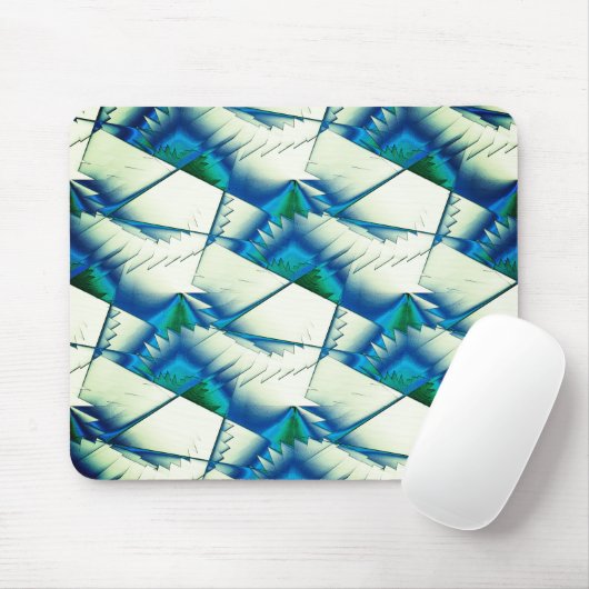 濃いシアンの上で緑のジグザグまたはソーを青に王室の変更 マウスパッド (マウス)