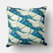 濃いシアン色から青の上に緑の切り株またはジグザグの王室の切断 クッション (裏面)