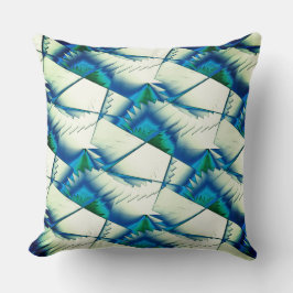 濃いシアン色から青の上に緑の切り株またはジグザグの王室の切断 クッション