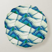 濃いシアン色から青の上に緑の切り株またはジグザグの王室の切断 ラウンドクッション (裏面)