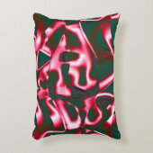 濃いシアン色の抽象芸術テープに赤いピンク色の色合い アクセントクッション (正面(垂直))