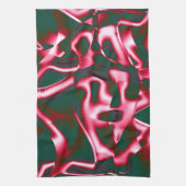 濃いシアン色の抽象芸術テープに赤いピンク色の色合い キッチンタオル (縦)