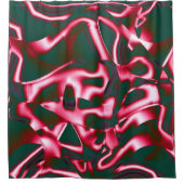 濃いシアン色の抽象芸術テープに赤いピンク色の色合い シャワーカーテン (正面)