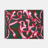 濃いシアン色の抽象芸術テープに赤いピンク色の色合い ドアマット (正面)