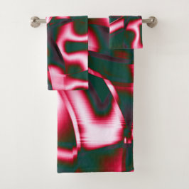濃いシアン色の抽象芸術テープに赤いピンク色の色合い バスタオルセット