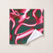 濃いシアン色の抽象芸術テープに赤いピンク色の色合い バスタオルセット (ウォッシュタオル)