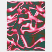 濃いシアン色の抽象芸術テープに赤いピンク色の色合い フリースブランケット (正面)