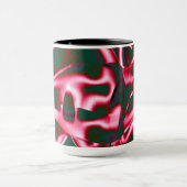 濃いシアン色の抽象芸術テープに赤いピンク色の色合い マグカップ (中央)