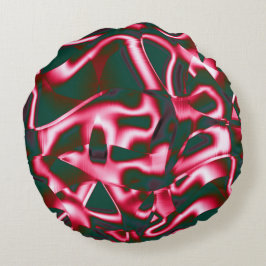 濃いシアン色の抽象芸術テープに赤いピンク色の色合い ラウンドクッション