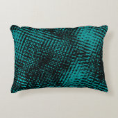 濃いシアン – 緑のストロークがバーラップのように交差 アクセントクッション (正面)