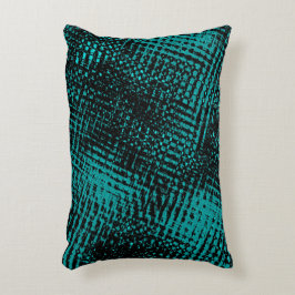 濃いシアン – 緑のストロークがバーラップのように交差 アクセントクッション