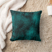 濃いシアン – 緑のストロークがバーラップのように交差 クッション (ブランケット)